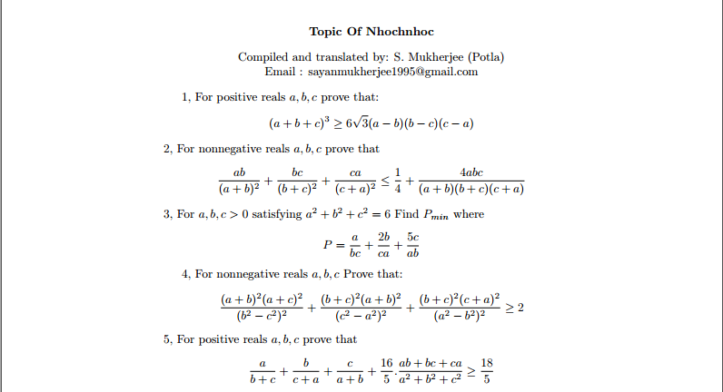 205 bài toán bất đẳng thức - topic of Nhocnhoc