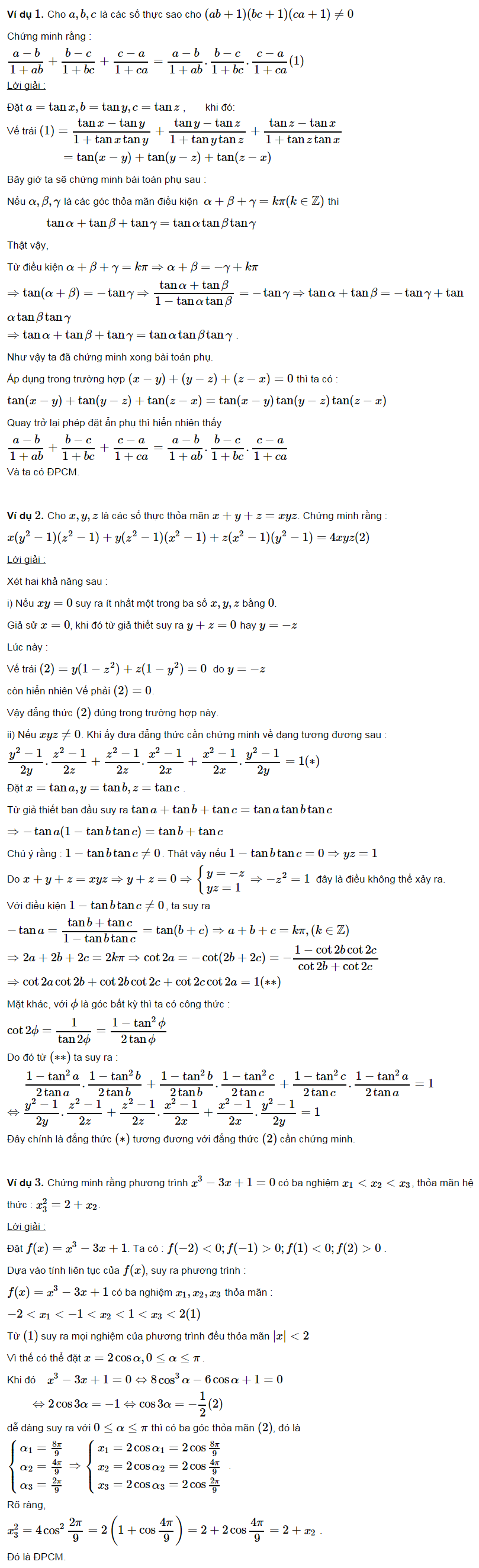 Các ví dụ ứng dụng lượng giác trong đại số-1